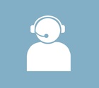 Image of a person giving technical support in blue and white